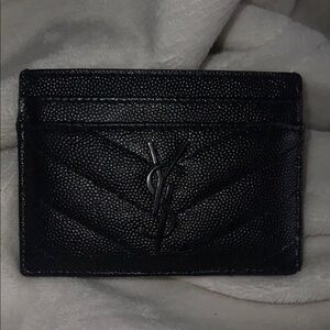 Yves Saint Laurent Black Quilted Key Card Holder